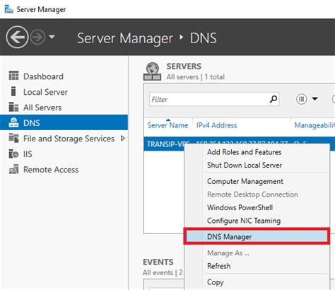 Selecting DNS Server role in Server Manager