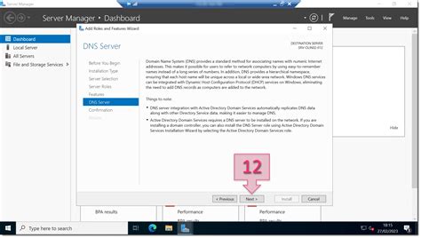 Information screen about DNS Server role