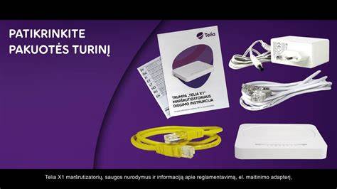 Telia šviesolaidinio modemo galinė panelė su LAN portais