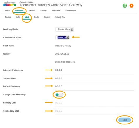 Technicolor modem Wi-Fi settings interface