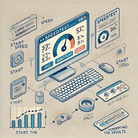 Iliustracija, rodanti žingsnius, kaip atlikti interneto greičio testą.