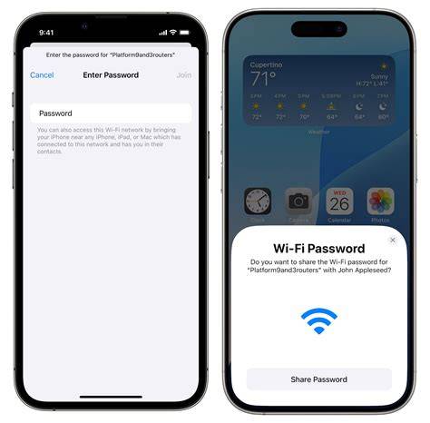 iPhone Wi-Fi password sharing