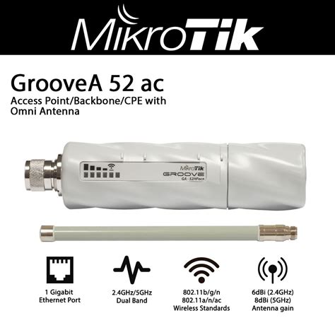 MikroTik GrooveA 52 ac įrenginys lauke, pritvirtintas prie stiebo