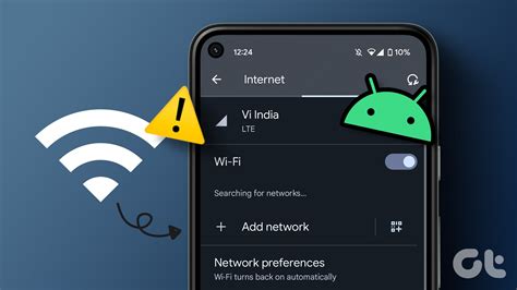 Android Wi-Fi nustatymų ekranas