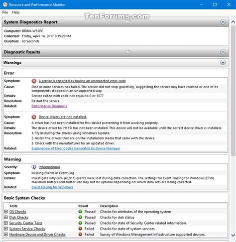 Windows Network Diagnostics report