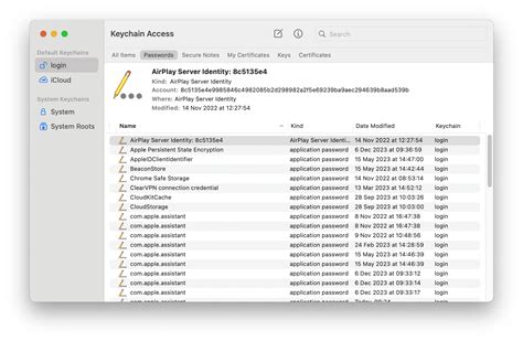 Mac OS Keychain Access programa, rodanti Wi-Fi slaptažodį