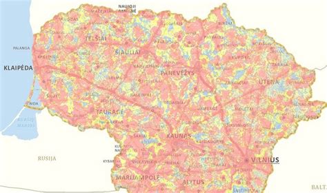 BITĖS ryšio padengimo žemėlapis