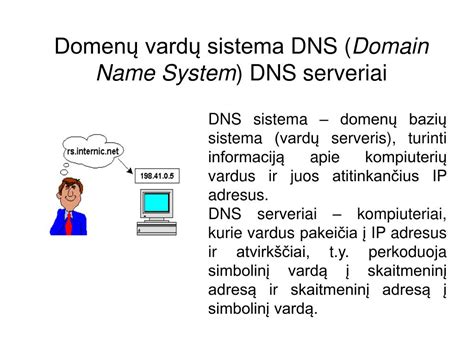 Domenų vardų sistemos (DNS) veikimo schema