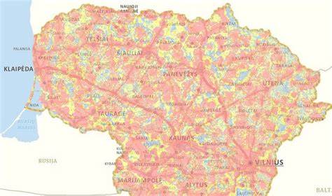 Mobiliojo 4G/5G interneto aprėpties žemėlapis