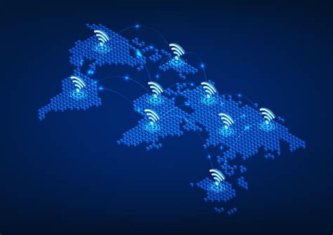 World Map with Wifi Symbols