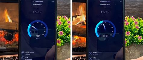 Vaizdinis pavaizdavimas, kaip telefono ekrane rodomas interneto greičio testavimo rezultatas