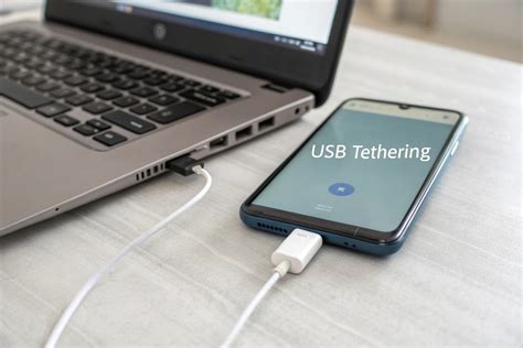 Android telefono USB tethering nustatymų pavyzdys