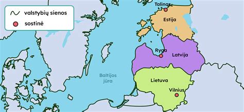 Žemėlapis, rodantis Šiaurės ir Baltijos šalis