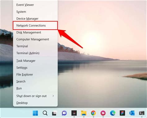 Windows tinklo nustatymų langas
