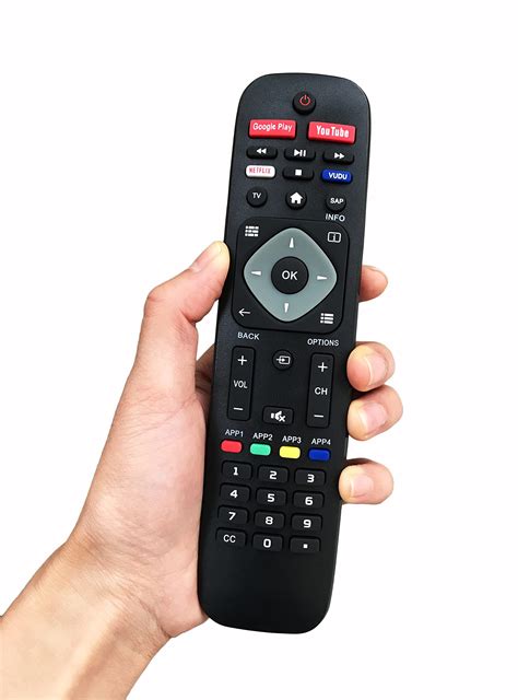 Išmanusis telefonas, rodantis „Philips TV Remote“ programėlę