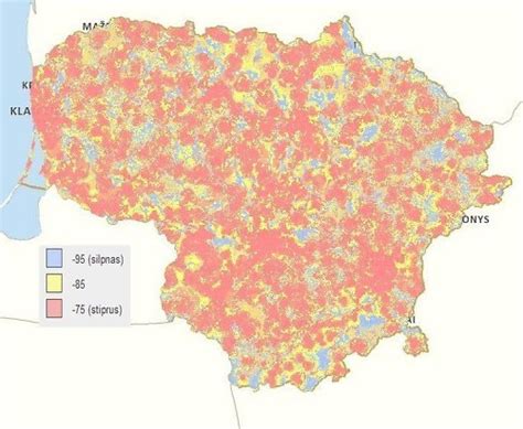 Mobiliojo ryšio signalo stiprumo žemėlapis