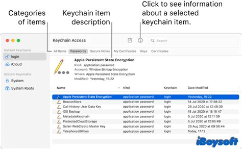 Mac Keychain Access ekrano nuotrauka