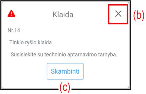Kompiuterio ekrane rodomas Wi-Fi ryšio klaidos pranešimas