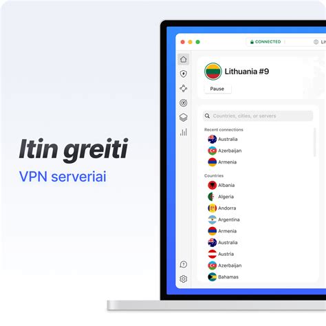 Kompiuterio ekranas su VPN programėlės sąsaja