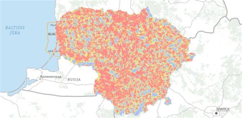 5G tinklo aprėpties žemėlapis Lietuvoje