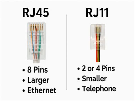 RJ11 vs RJ45 jungčių palyginimas