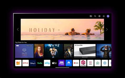 Išmaniojo televizoriaus su įdiegtomis programėlėmis vaizdas