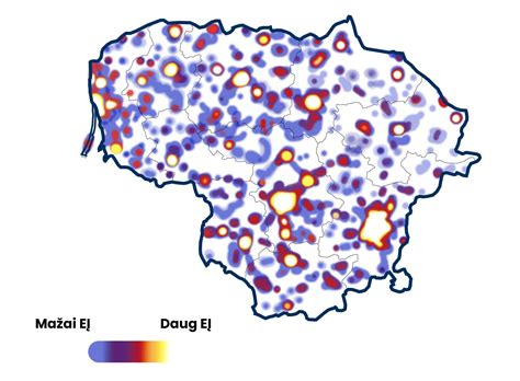 Žemėlapis su žymėtais eismo įvykių koncentracijos taškais