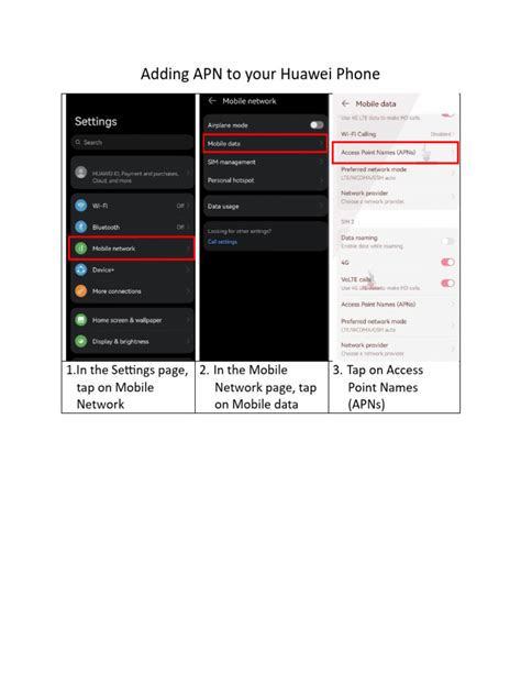 Ekrano nuotrauka su Huawei maršrutizatoriaus APN nustatymų meniu