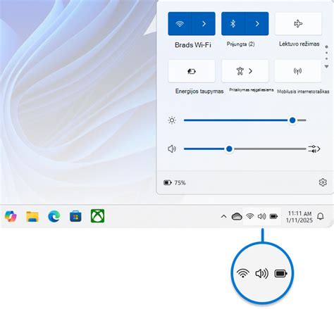 Windows 7 Wi-Fi piktograma užduočių juostoje