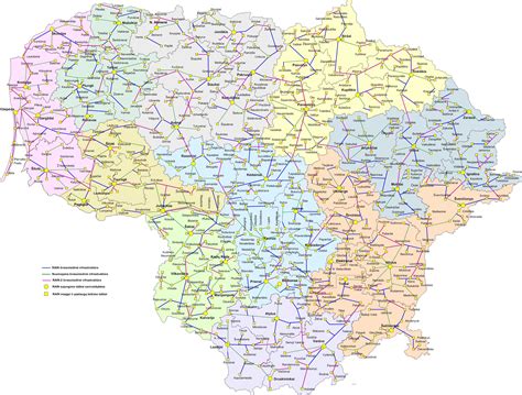 Žemėlapis su šviesolaidinio interneto tiekėjų paslaugų aprėptimi Lietuvoje