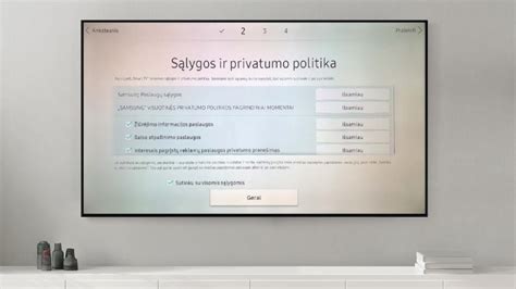 Televizoriaus meniu su tinklo nustatymų parinktimis