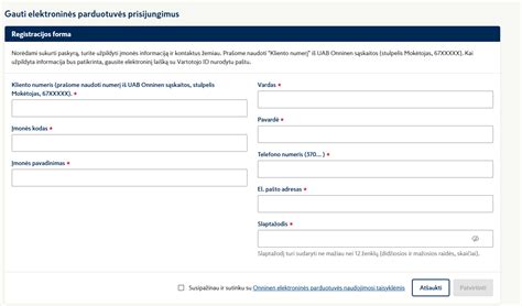 internetinės parduotuvės vartotojo sąsaja