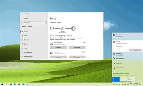 Windows 10 Wi-Fi nustatymų ekranas