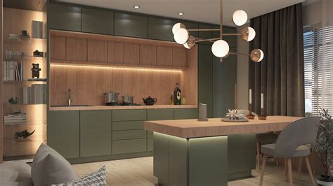 moderni virtuvė su nerūdijančio plieno šaldytuvu