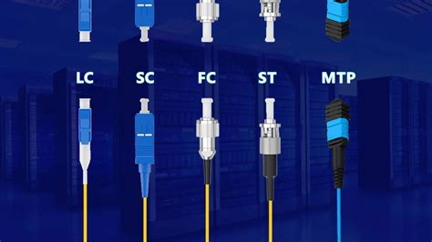 Įvairių optinio pluošto jungiklių pavyzdžiai: FC, SC, ST, LC