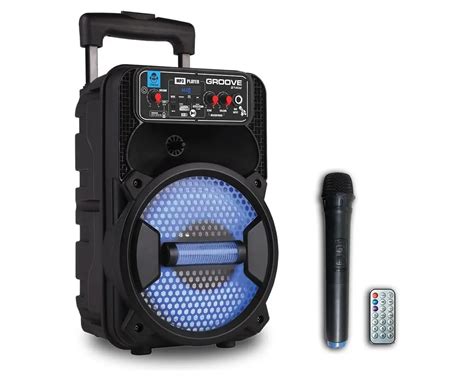 Nešiojama kolonėlė su ratukais ir rankena