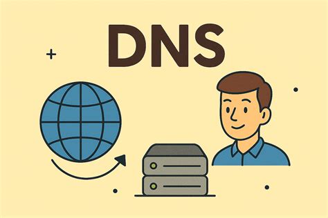 Infografika, iliustruojanti DNS serverių vaidmenį interneto veikloje