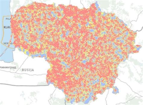 Žemėlapis, rodantis 5G aprėpties zonų plėtrą Lietuvoje